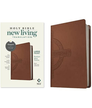 NLT Large Print Premium Value Thinline Bible, Filament Enabled Edition (LeatherLike, Brown Celtic Cross)