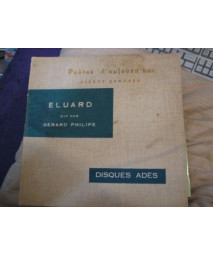 Poetes d'Aujourd'hui : Eluard dit par Gerard Philipe, Disques Ades, Pierre Seghers ed. (folder with book and 45 vinyl record)