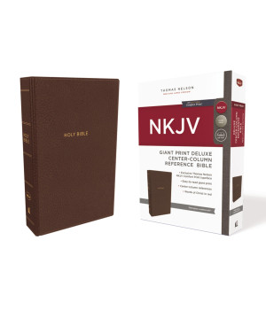 NKJV, Deluxe Reference Bible, Center-Column Giant Print, Leathersoft, Brown, Red Letter, Comfort Print: Holy Bible, New King James Version
