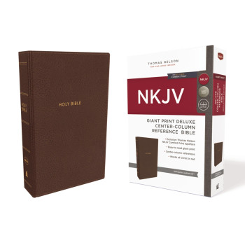 NKJV, Deluxe Reference Bible, Center-Column Giant Print, Leathersoft, Brown, Red Letter, Comfort Print: Holy Bible, New King James Version