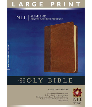 Slimline Center Column Reference Bible NLT, Large Print, TuTone (Red Letter, LeatherLike, Brown/Tan)