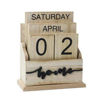 Vintage Wood Block Perpetual Calendar Flip Block Design for Home Office Desk Rustic Decoration