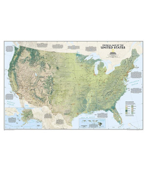 National Geographic United States Physical Wall Map - Laminated (38.25 x 25.25 in) (National Geographic Reference Map)
