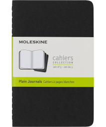 Moleskine Cahier Journal, Soft Cover, Pocket (3.5 x 5.5) Plain/Blank, Black, 64 Pages (Set of 3)