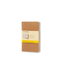 Moleskine Cahier Journal, Soft Cover, Pocket (3.5 x 5.5) Squared/Grid, Kraft Brown, 64 Pages (Set of 3)