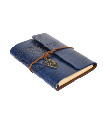 A6 Leaf Leather Journal Blue